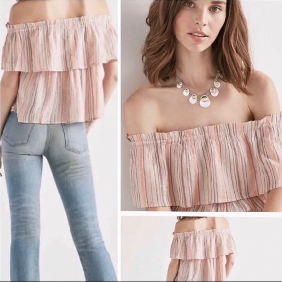 Lucky Brand Tops - Lucky brand Off The Shoulder Top Ruffle Striped